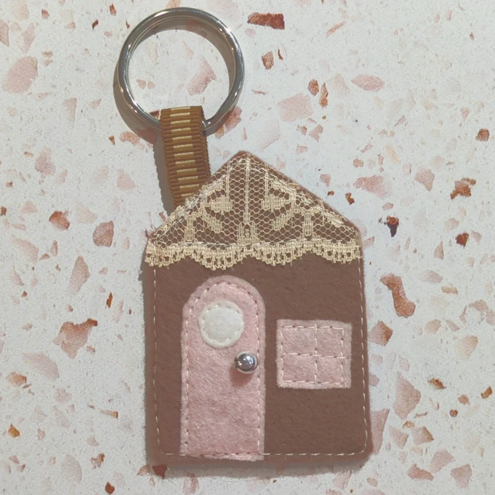 No Place Like Home Cute Cottage Handcrafted Key Fob Ribbon Beads Lace | New #2